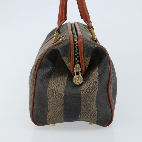 FENDI Pecan Canvas Hand Bag Black Brown Auth ep13483