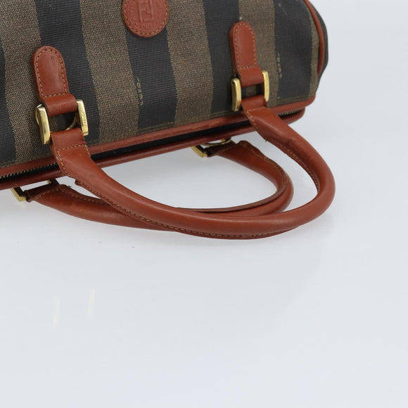 FENDI Pecan Canvas Hand Bag Black Brown Auth ep13483