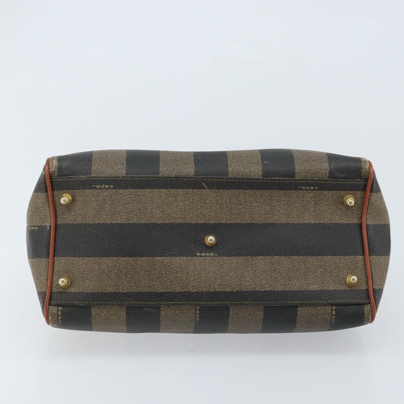 FENDI Pecan Canvas Hand Bag Black Brown Auth ep13483