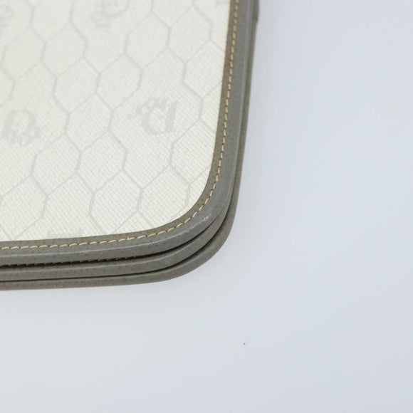 Christian Dior Honeycomb Canvas Chain Shoulder Bag PVC White Gold Auth ep13486
