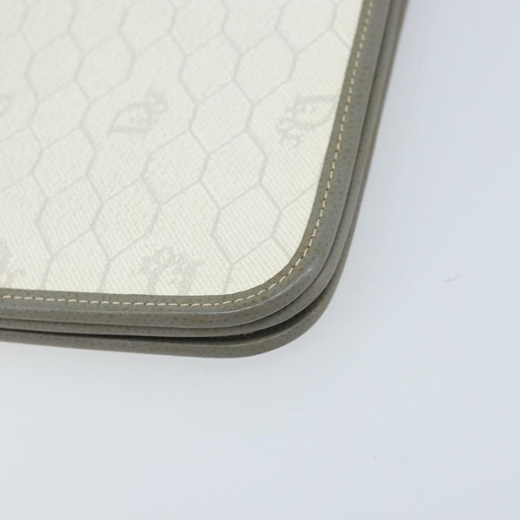 Christian Dior Honeycomb Canvas Chain Shoulder Bag PVC White Gold Auth ep13486