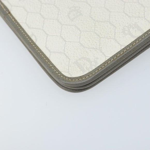 Christian Dior Honeycomb Canvas Chain Shoulder Bag PVC White Gold Auth ep13486