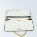 Christian Dior Honeycomb Canvas Chain Shoulder Bag PVC White Gold Auth ep13486-15