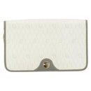 Christian Dior Honeycomb Canvas Chain Shoulder Bag PVC White Gold Auth ep13486-2