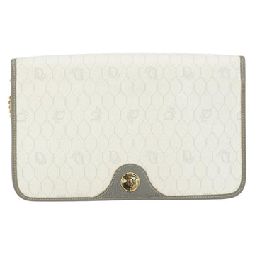 Christian Dior Honeycomb Canvas Chain Shoulder Bag PVC White Gold Auth ep13486 - 0