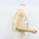 Christian Dior Honeycomb Canvas Chain Shoulder Bag PVC White Gold Auth ep13486-22