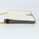 Christian Dior Honeycomb Canvas Chain Shoulder Bag PVC White Gold Auth ep13486-5