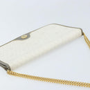Christian Dior Honeycomb Canvas Chain Shoulder Bag PVC White Gold Auth ep13486-6