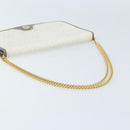 Christian Dior Honeycomb Canvas Chain Shoulder Bag PVC White Gold Auth ep13486-7