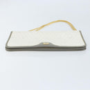 Christian Dior Honeycomb Canvas Chain Shoulder Bag PVC White Gold Auth ep13486-9