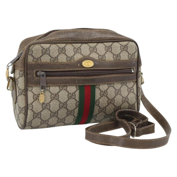 GUCCI GG Supreme Web Sherry Line Bag PVC Beige Gold 010 378 Auth ep13488