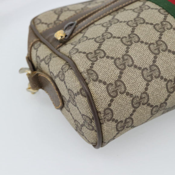 GUCCI GG Supreme Web Sherry Line Bag PVC Beige Gold 010 378 Auth ep13488
