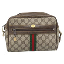 GUCCI GG Supreme Web Sherry Line Bag PVC Beige Gold 010 378 Auth ep13488-13