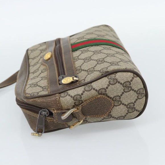 GUCCI GG Supreme Web Sherry Line Bag PVC Beige Gold 010 378 Auth ep13488