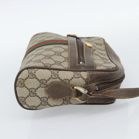GUCCI GG Supreme Web Sherry Line Bag PVC Beige Gold 010 378 Auth ep13488