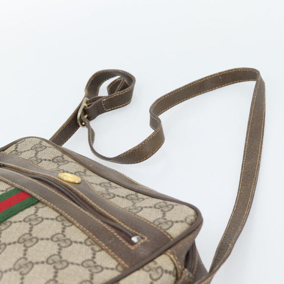 GUCCI GG Supreme Web Sherry Line Bag PVC Beige Gold 010 378 Auth ep13488