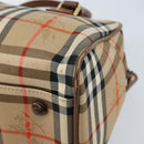 BURBERRY Nova Check Boston Bag Canvas Leather Beige Gold Auth ep13490-12