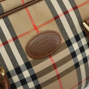 BURBERRY Nova Check Boston Bag Canvas Leather Beige Gold Auth ep13490-14