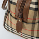 BURBERRY Nova Check Boston Bag Canvas Leather Beige Gold Auth ep13490-15