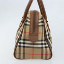 BURBERRY Nova Check Boston Bag Canvas Leather Beige Gold Auth ep13490-5