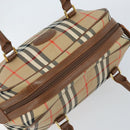 BURBERRY Nova Check Boston Bag Canvas Leather Beige Gold Auth ep13490-6