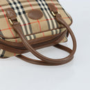 BURBERRY Nova Check Boston Bag Canvas Leather Beige Gold Auth ep13490-7