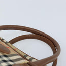 BURBERRY Nova Check Boston Bag Canvas Leather Beige Gold Auth ep13490-8