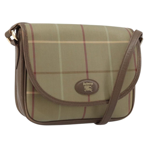 Burberrys Nova Check Shoulder Bag Canvas Beige Gold Auth ep13493