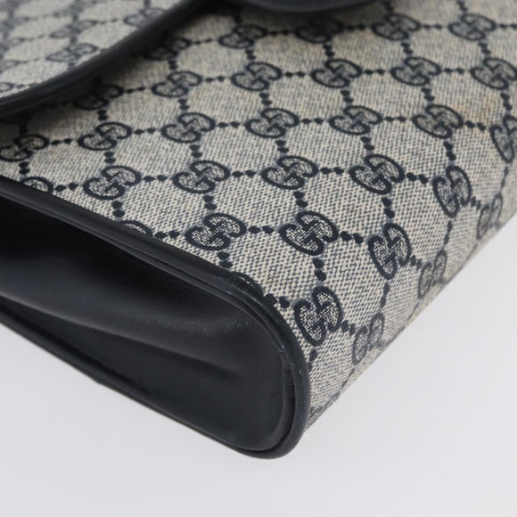 GUCCI GG Supreme Shoulder Bag PVC Navy Gold Auth ep13495