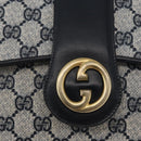 GUCCI GG Supreme Shoulder Bag PVC Navy Gold Auth ep13495-14