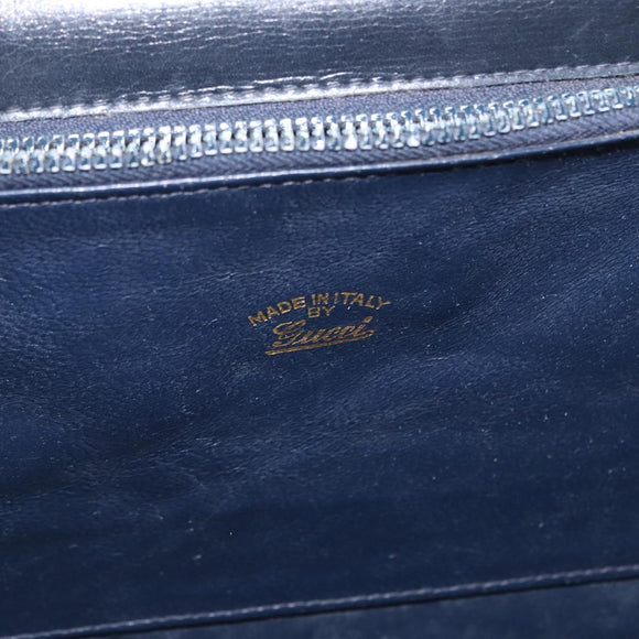GUCCI GG Supreme Shoulder Bag PVC Navy Gold Auth ep13495