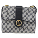 GUCCI GG Supreme Shoulder Bag PVC Navy Gold Auth ep13495-2