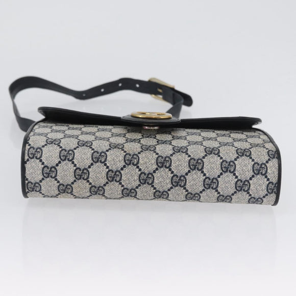 GUCCI GG Supreme Shoulder Bag PVC Navy Gold Auth ep13495