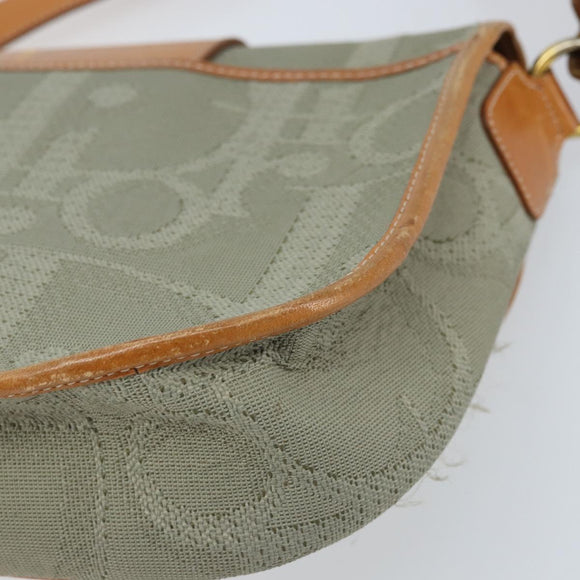 Christian Dior Trotter Canvas Shoulder Bag Gray Gold Auth ep13499