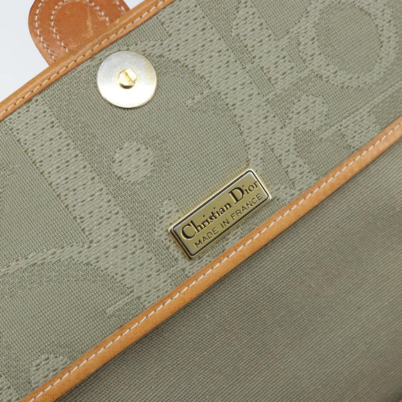 Christian Dior Trotter Canvas Shoulder Bag Gray Gold Auth ep13499