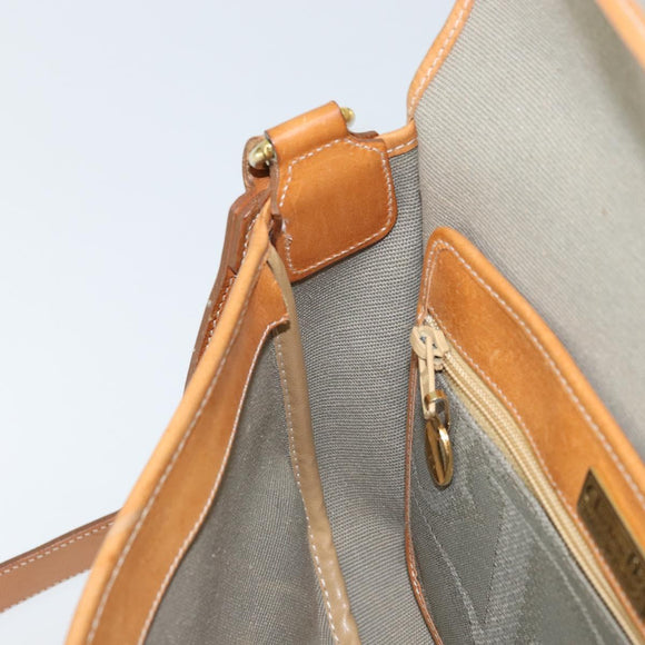 Christian Dior Trotter Canvas Shoulder Bag Gray Gold Auth ep13499