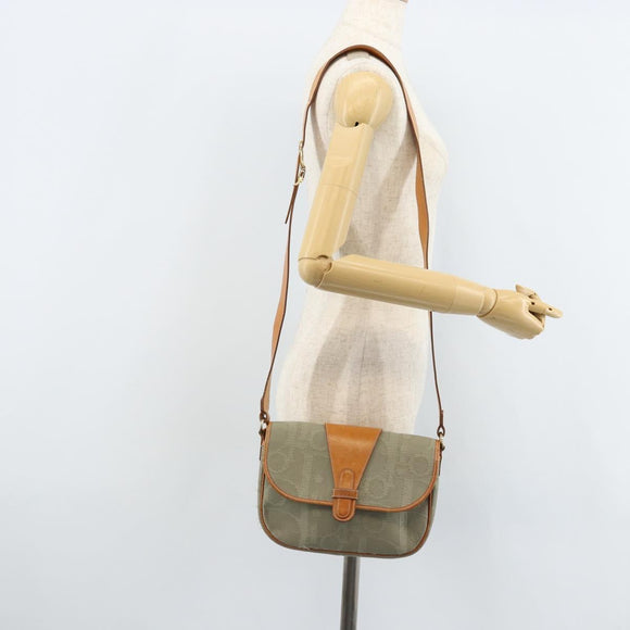 Christian Dior Trotter Canvas Shoulder Bag Gray Gold Auth ep13499