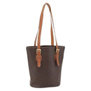 CELINE Macadam Canvas Tote Bag PVC Leather Brown Gold Auth ep13501-1