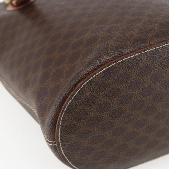 CELINE Macadam Canvas Tote Bag PVC Leather Brown Gold Auth ep13501