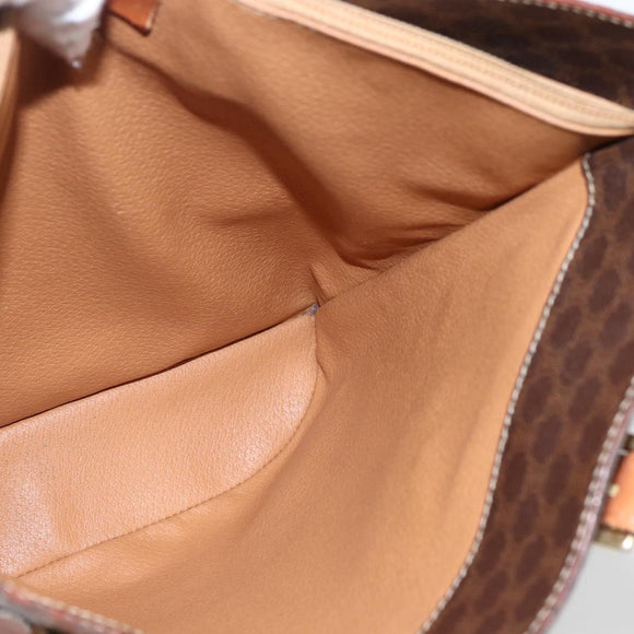 CELINE Macadam Canvas Tote Bag PVC Leather Brown Gold Auth ep13501
