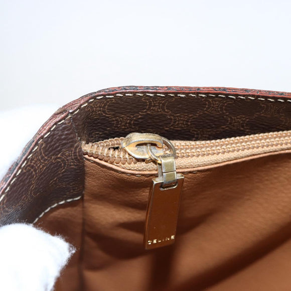 CELINE Macadam Canvas Tote Bag PVC Leather Brown Gold Auth ep13501