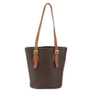 CELINE Macadam Canvas Tote Bag PVC Leather Brown Gold Auth ep13501-13