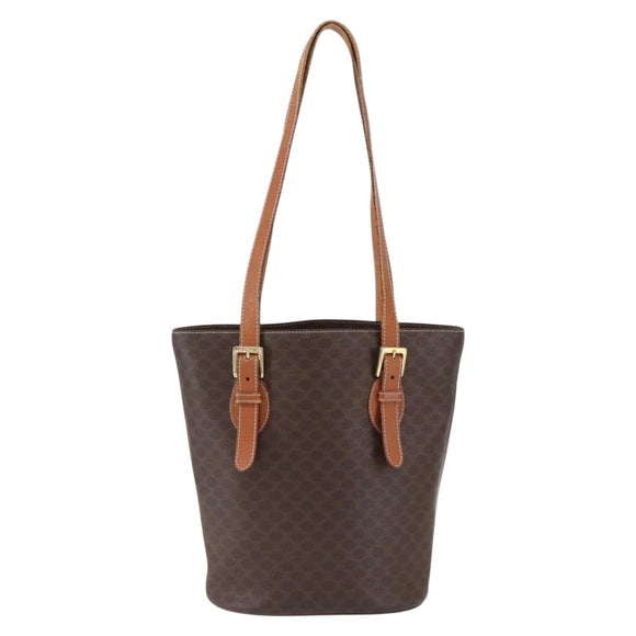 CELINE Macadam Canvas Tragetasche PVC-Leder Braun Gold Auth ep13501