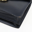 CELINE Hand Bag Leather Navy Gold Auth ep13502V-10