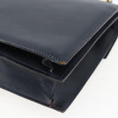 CELINE Hand Bag Leather Navy Gold Auth ep13502V-12