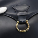 CELINE Hand Bag Leather Navy Gold Auth ep13502V-14