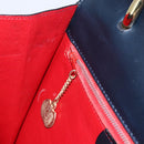CELINE Hand Bag Leather Navy Gold Auth ep13502V-19