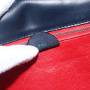 CELINE Hand Bag Leather Navy Gold Auth ep13502V-22