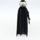 CELINE Hand Bag Leather Navy Gold Auth ep13502V-4