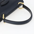 CELINE Hand Bag Leather Navy Gold Auth ep13502V-7